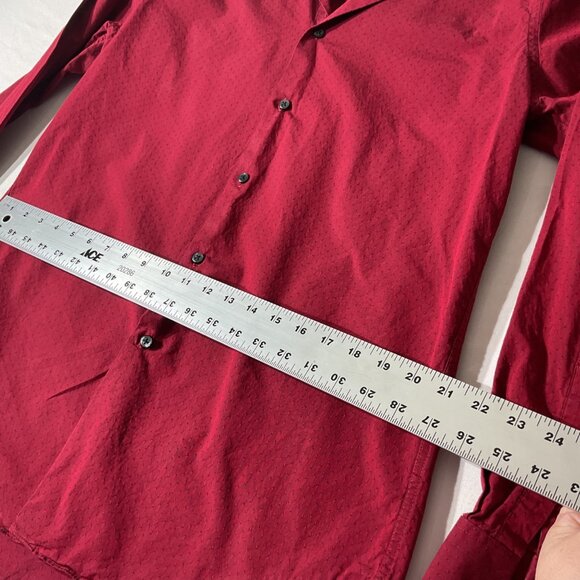 Calvin Klein Slim Fit Red Long Sleeve Button-Up Shirt 16-16.5 34/35 Size L - Picture 5 of 6